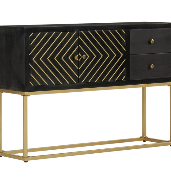 Sideboard Schwarz und Golden 110x30x75 cm Massivholz Mango