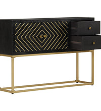 Sideboard Schwarz und Golden 110x30x75 cm Massivholz Mango