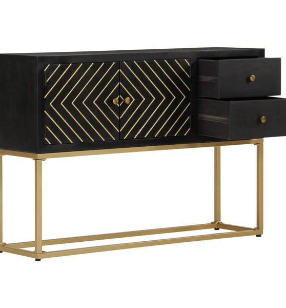 Sideboard Schwarz und Golden 110x30x75 cm Massivholz Mango