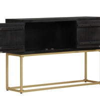 Sideboard Schwarz und Golden 110x30x75 cm Massivholz Mango