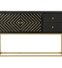 Sideboard Schwarz und Golden 110x30x75 cm Massivholz Mango