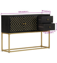 Sideboard Schwarz und Golden 110x30x75 cm Massivholz Mango