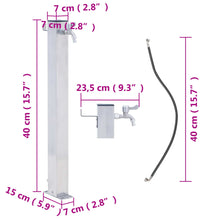 Wassersäule für den Garten 40 cm Edelstahl Quadratisch