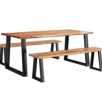 3-tlg. Essgruppe Baumkante Massivholz Akazie