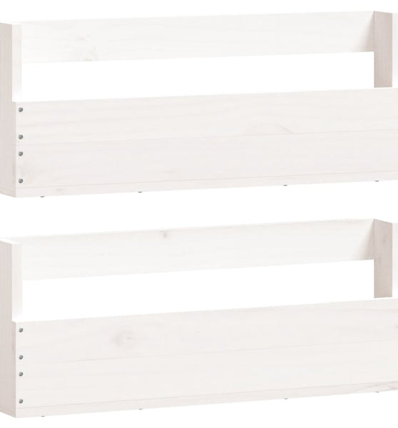 Wand-Schuhregale 2 Stk. Weiß 59x9x23 cm Massivholz Kiefer