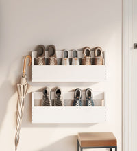 Wand-Schuhregale 2 Stk. Weiß 59x9x23 cm Massivholz Kiefer