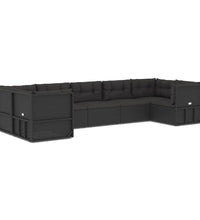 7-tlg. Garten-Lounge-Set mit Kissen Schwarz Poly Rattan