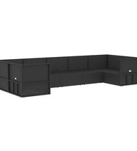 7-tlg. Garten-Lounge-Set mit Kissen Schwarz Poly Rattan