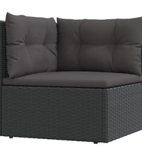7-tlg. Garten-Lounge-Set mit Kissen Schwarz Poly Rattan