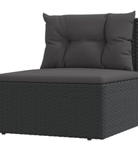 7-tlg. Garten-Lounge-Set mit Kissen Schwarz Poly Rattan