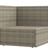 7-tlg. Garten-Lounge-Set mit Kissen Grau Poly Rattan