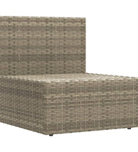 7-tlg. Garten-Lounge-Set mit Kissen Grau Poly Rattan