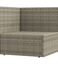 7-tlg. Garten-Lounge-Set mit Kissen Grau Poly Rattan