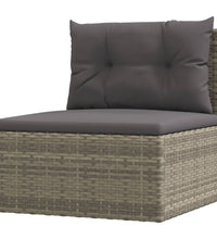 7-tlg. Garten-Lounge-Set mit Kissen Grau Poly Rattan