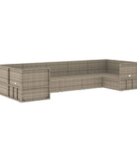 7-tlg. Garten-Lounge-Set mit Kissen Grau Poly Rattan