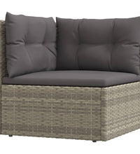 7-tlg. Garten-Lounge-Set mit Kissen Grau Poly Rattan