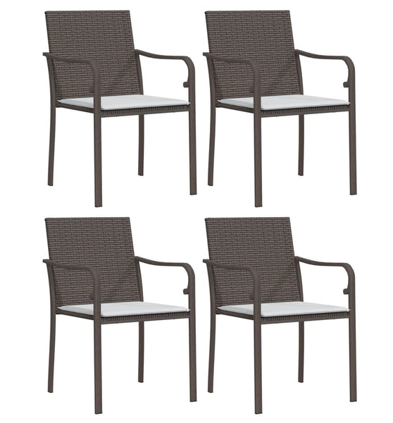 Gartenstühle mit Kissen 4 Stk. Braun 56x59x84 cm Poly Rattan