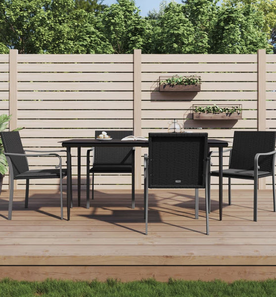 Gartenstühle mit Kissen 4 Stk. Schwarz 56x59x84 cm Poly Rattan