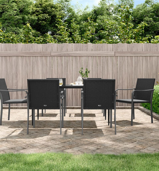 Gartenstühle mit Kissen 6 Stk. Schwarz 56x59x84 cm Poly Rattan