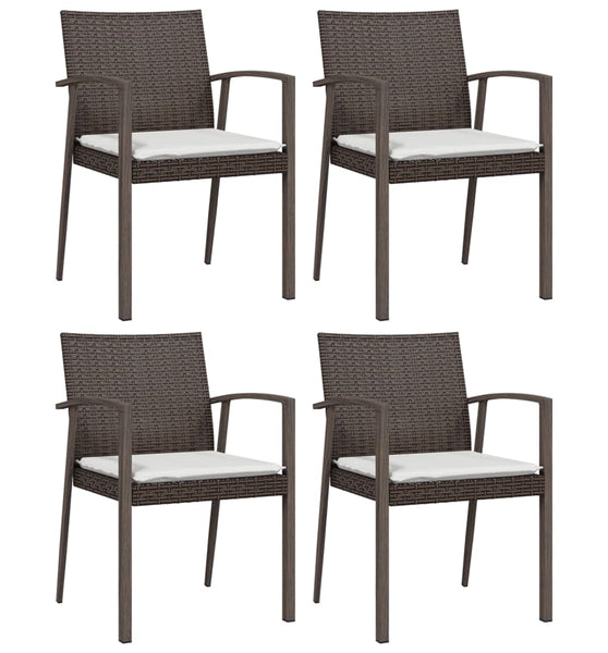 Gartenstühle mit Kissen 4 Stk. Braun 56,5x57x83 cm Poly Rattan