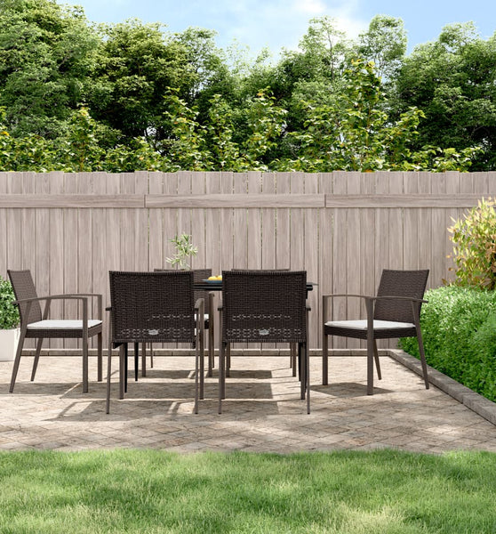 Gartenstühle mit Kissen 6 Stk. Braun 56,5x57x83 cm Poly Rattan