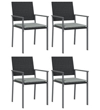 Gartenstühle mit Kissen 4 Stk. Schwarz 54x62,5x89cm Poly Rattan