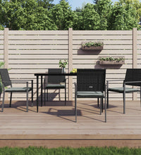 Gartenstühle mit Kissen 4 Stk. Schwarz 54x62,5x89cm Poly Rattan