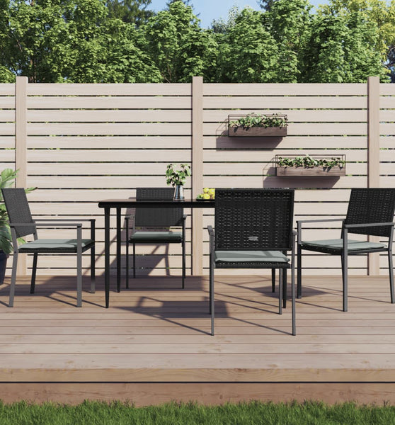 Gartenstühle mit Kissen 4 Stk. Schwarz 54x62,5x89cm Poly Rattan