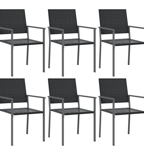 Gartenstühle 6 Stk. Schwarz 54x62,5x89 cm Poly Rattan