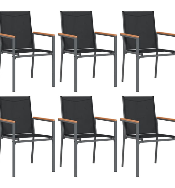 Gartenstühle 6 Stk. Schwarz 55x61,5x90 cm Textilene und Stahl
