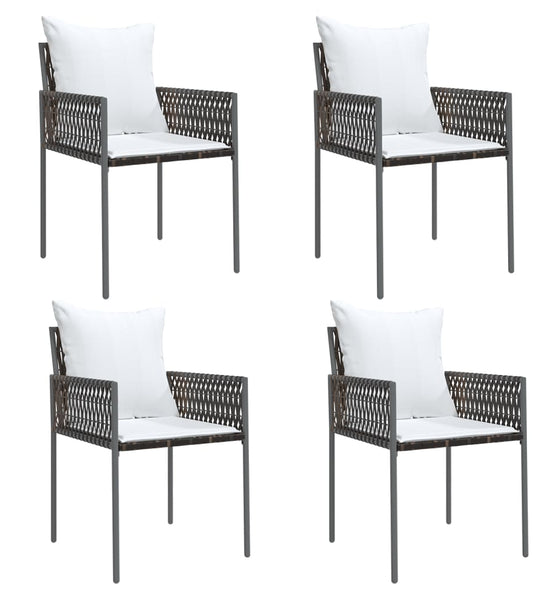 Gartenstühle mit Kissen 4 Stk. Braun 54x61x83 cm Poly Rattan