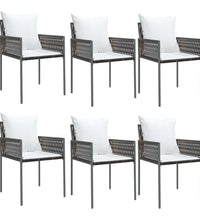 Gartenstühle mit Kissen 6 Stk. Braun 54x61x83 cm Poly Rattan