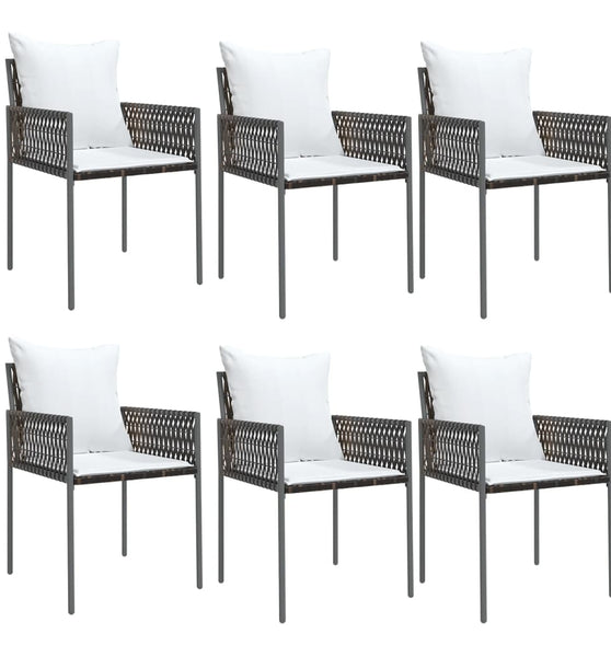 Gartenstühle mit Kissen 6 Stk. Braun 54x61x83 cm Poly Rattan