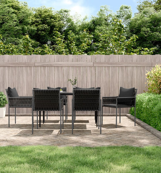 Gartenstühle mit Kissen 6 Stk. Schwarz 54x61x83 cm Poly Rattan