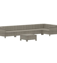 7-tlg. Garten-Lounge-Set mit Kissen Grau Poly Rattan