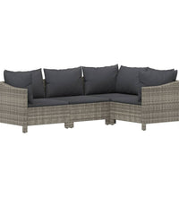7-tlg. Garten-Lounge-Set mit Kissen Grau Poly Rattan