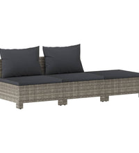 7-tlg. Garten-Lounge-Set mit Kissen Grau Poly Rattan
