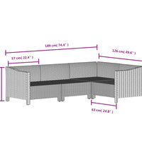 7-tlg. Garten-Lounge-Set mit Kissen Grau Poly Rattan