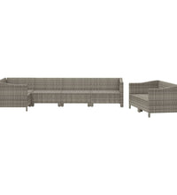 7-tlg. Garten-Lounge-Set mit Kissen Grau Poly Rattan