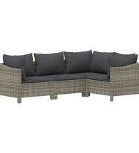 7-tlg. Garten-Lounge-Set mit Kissen Grau Poly Rattan