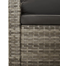 7-tlg. Garten-Lounge-Set mit Kissen Grau Poly Rattan