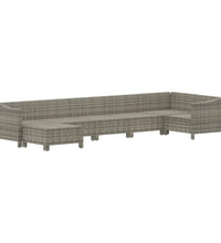 7-tlg. Garten-Lounge-Set mit Kissen Grau Poly Rattan