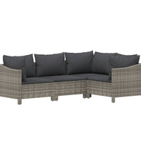 7-tlg. Garten-Lounge-Set mit Kissen Grau Poly Rattan