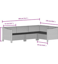 7-tlg. Garten-Lounge-Set mit Kissen Grau Poly Rattan
