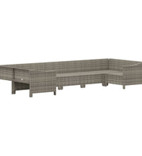 7-tlg. Garten-Lounge-Set mit Kissen Grau Poly Rattan