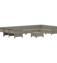 11-tlg. Garten-Lounge-Set mit Kissen Grau Poly Rattan