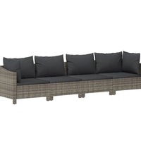 11-tlg. Garten-Lounge-Set mit Kissen Grau Poly Rattan