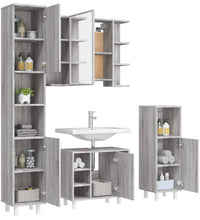 4-tlg. Badmöbel-Set Grau Sonoma Holzwerkstoff