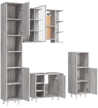 4-tlg. Badmöbel-Set Grau Sonoma Holzwerkstoff