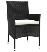 7-tlg. Garten-Essgruppe mit Kissen Schwarz Poly Rattan